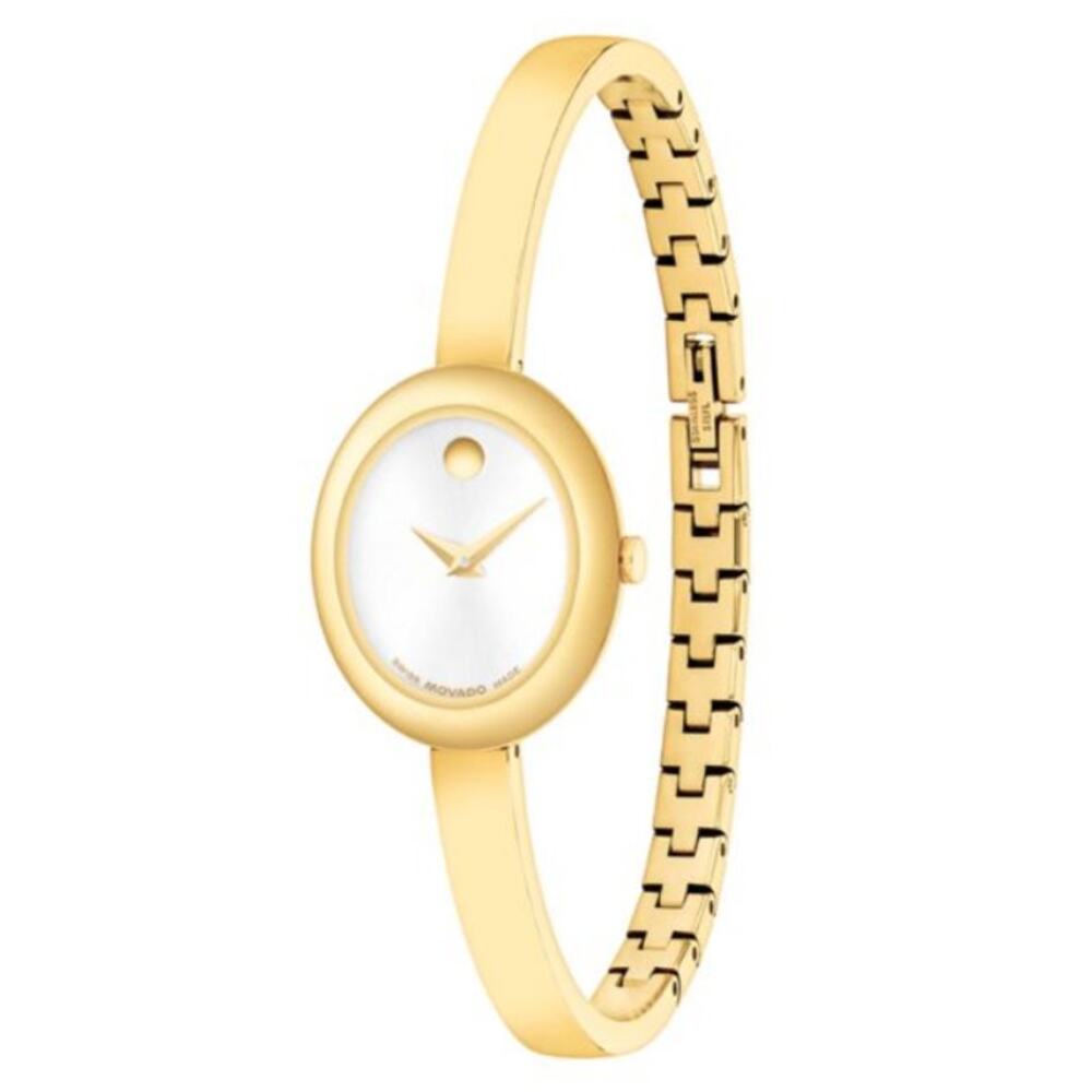 Movado Museum Oval Bangle Swiss Quartz Yellow PVD Watch